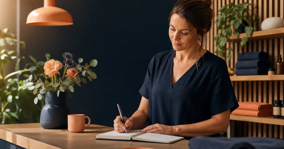 Professional reviewing updated appointments after a cancellation and reschedule