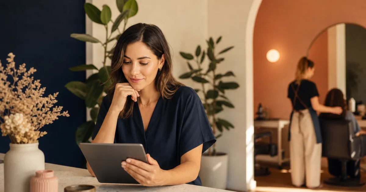 Cliente revisando horarios disponibles en un calendario de reservas de citas online